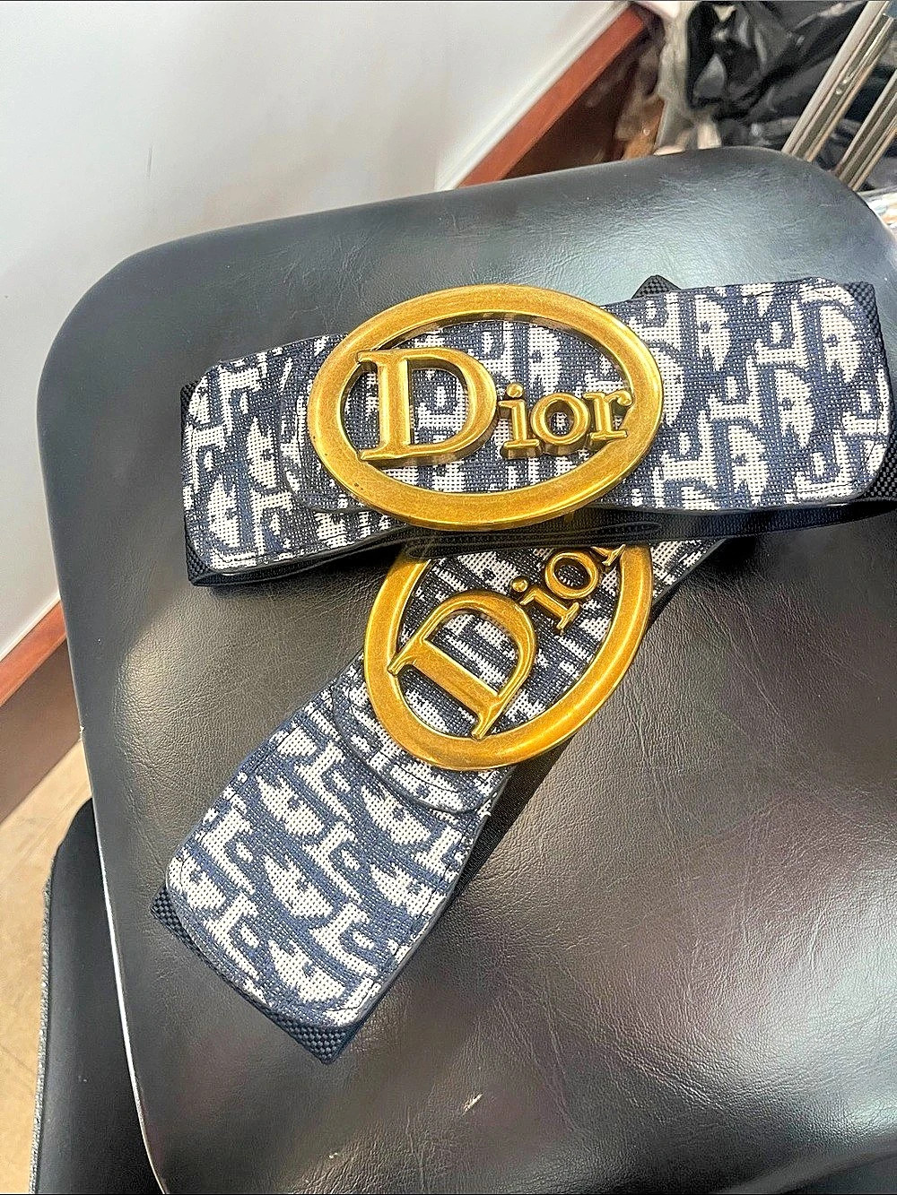 Dior Blue & White Patterned Belt